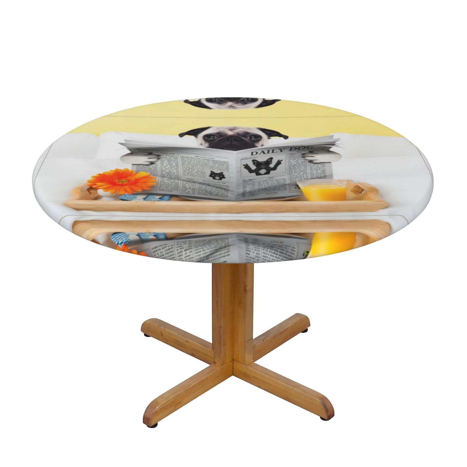 ZQYTGFDC Pug Dog S Decorative Round Tablecloth Waterproof Anti Stain Oil Proof Size for 40 50 inch