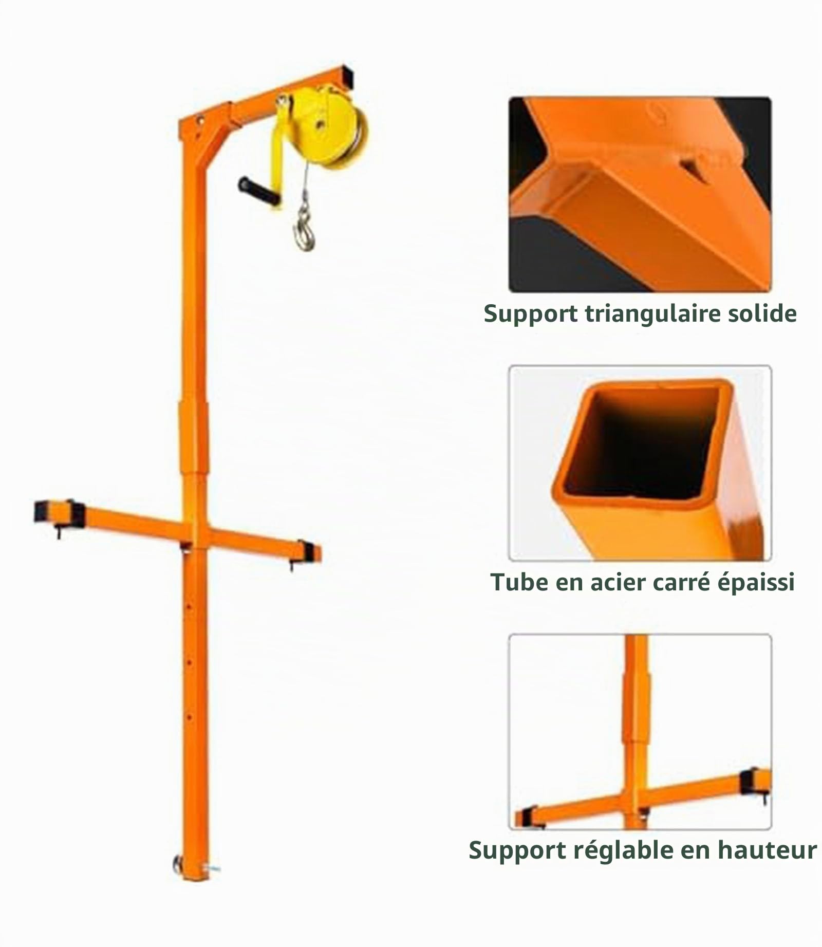 Outil de Levage pour Installation de climatisation, Grue de Levage pour climatiseur,Palan Manuel pour Montage,Treuil Manuel pour Grue extérieure,Capacité de Levage : 150 kg 10M