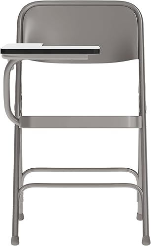 Miniatura 5 de EMMA + OLIVER Silla plegable de acero prémium con brazo para tableta para diestros