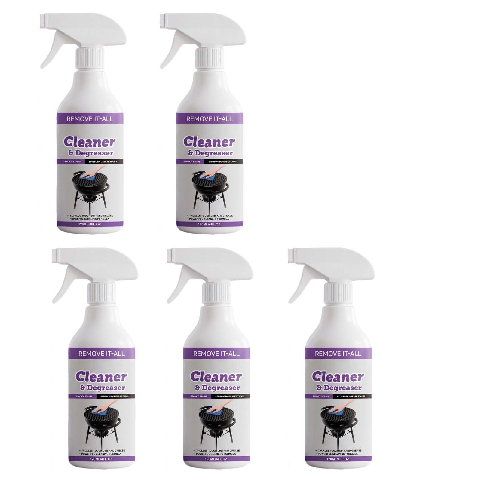 4 Fl Oz Fast-Acting Heavy-Duty Grill Degreaser Spray, Advanced Grease Soluble Stain Remover Fors Outdoor Cooking Equipment, BBQ Grill Cleaner Für Verbrannte Lebensmittel & Fett Für Outdoor. (5PCS)