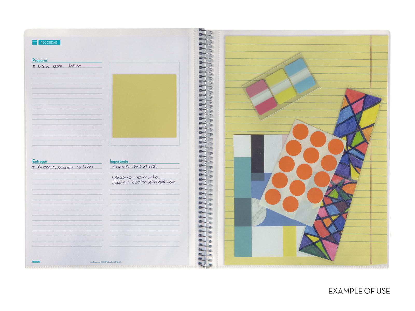 Finocam - Planificador de Clases Semanal | Organiza Hasta 8 Horas | Anualidad sin Fecha | con Pegatinas y 2 Fundas Transparentes | Espiral Metálica | Portada Personalizable, 230x310mm Grande | Español
