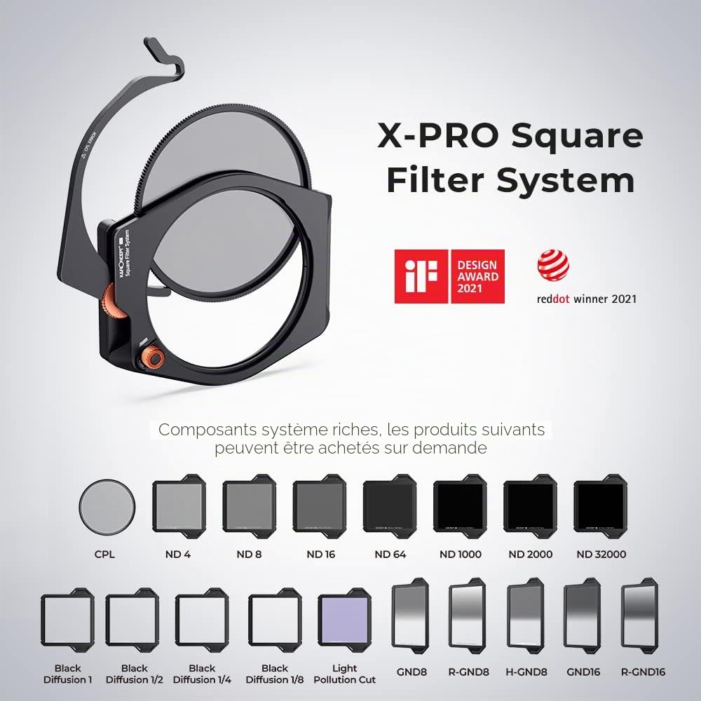K&F CONCEPT Filtre GND16 Soft Carré 100 * 150mm 4 f-Stop avec Cadre de Protection HD Nano-revêtements Imperméable Compatible avec X-Pro Porte-Filtre Système
