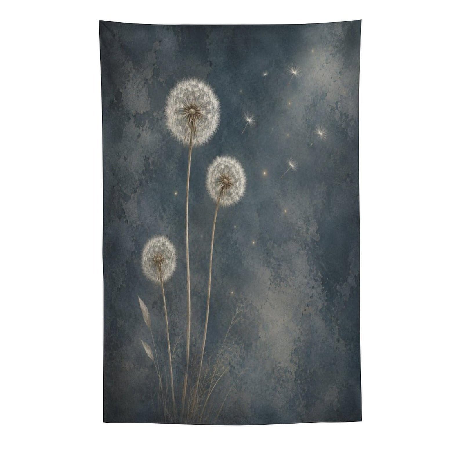 H3B8U2Y5 Dandelion Night Wall Tapestry, Botanical Illustration Style