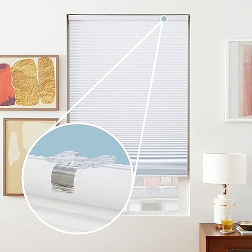 Miniatura 4 de Persianas celulares y plisadas de PVC de 1 pulgada y 0.984 in, inalámbricas, 2 piezas, soporte y riel principal para soporte