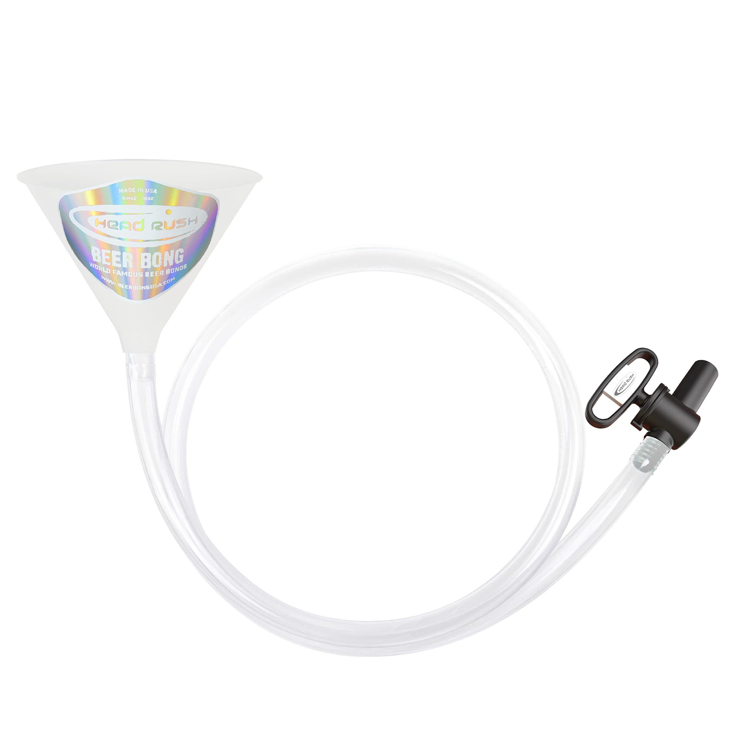 Head Rush White LINE - Beer Funnel with Long Tube - Alcohol Accessories for Drinking Games for Adults Party - Drinking Game Funnel with Long Hose - Fun Beer Bongs - Xtreme (6 FT)