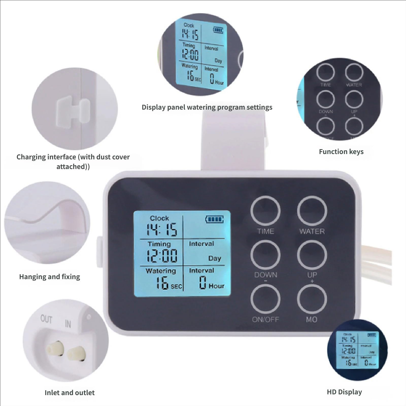 Dispositivo di irrigazione automatica delle piante con timer e irrigazione a goccia regolabile per interni ed esterni fino a 20 vasi