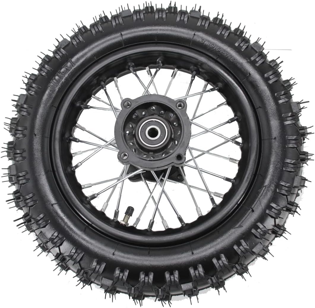 X-PRO 10" Rear Wheel Rim Tire 3.0-10 with 12mm Bearing Assembly for Dirt Bikes