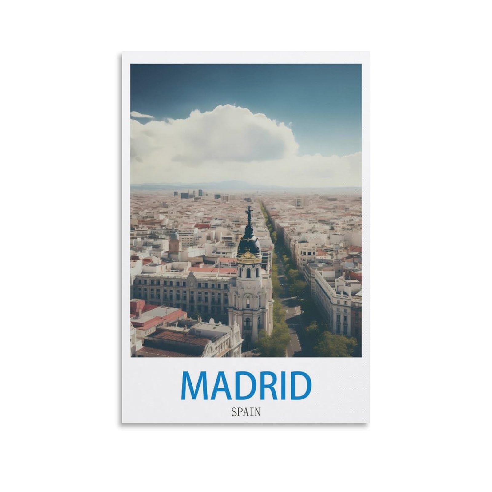 Fzyuen Unframe-Style Madrid Spain Vintage Travel Posters 08X12inch(20X30cm) Canvas Wall Art Prints For Wall Decor Room Decor Bedroom Decor