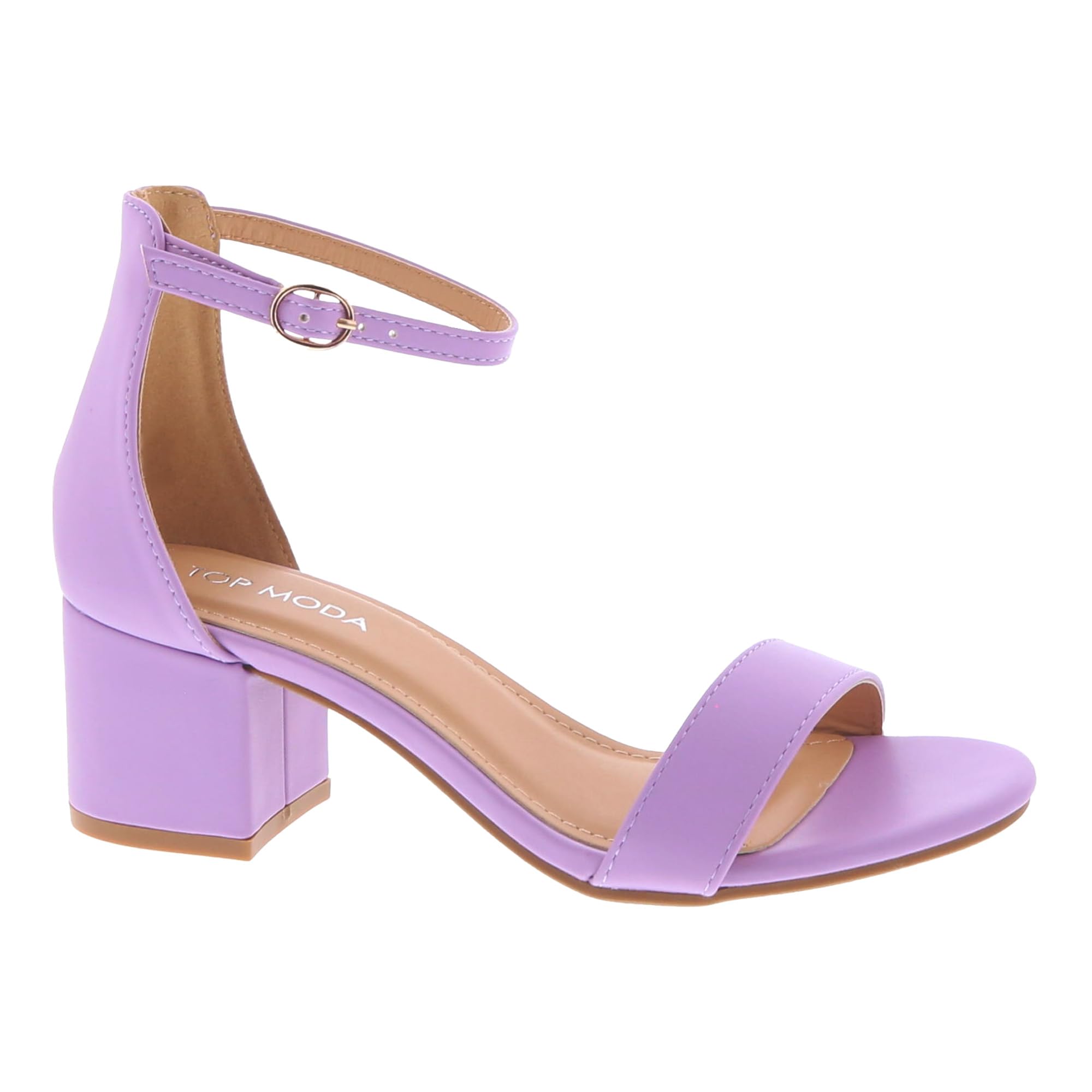 TOP Moda Darcie-1 Ankle Strap Dressy High Heel Sandal, Non-slip Sole, For Wedding, Party, Prom, Evening Wear, or Any Occasion, Sleek Style Block Heel