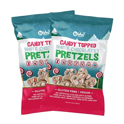 Candied White Chocolate Pretzels 2-Pack – Christmas – Vegan, Allergy-Friendly, Kosher – Free from Milk, Peanut, Tree Nut, Egg, Soy, Gluten, Sesame – No Artificial Colors or Flavors – Top 9 Common Allergens Free – No Whey! Foods