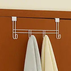 Cabide para Porta com 4 Ganchos para Pendurar Toalha Roupas Bolsas e Acessórios Multiuso (1 UND) (Branco)