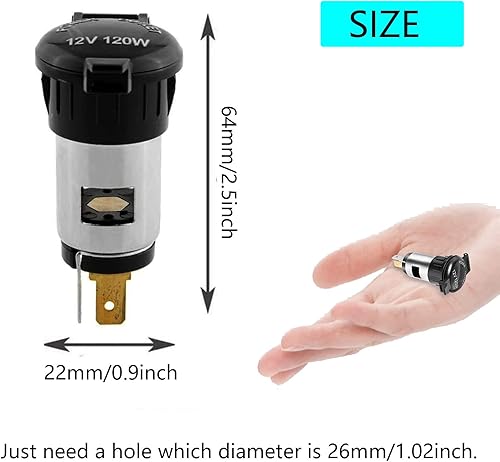 Miniatura 2 de Xafissy - Enchufe para encendedor automático, 2 unidades, 12 V, 120 W, impermeable, para coche, barco, tractor, motocicleta (2)