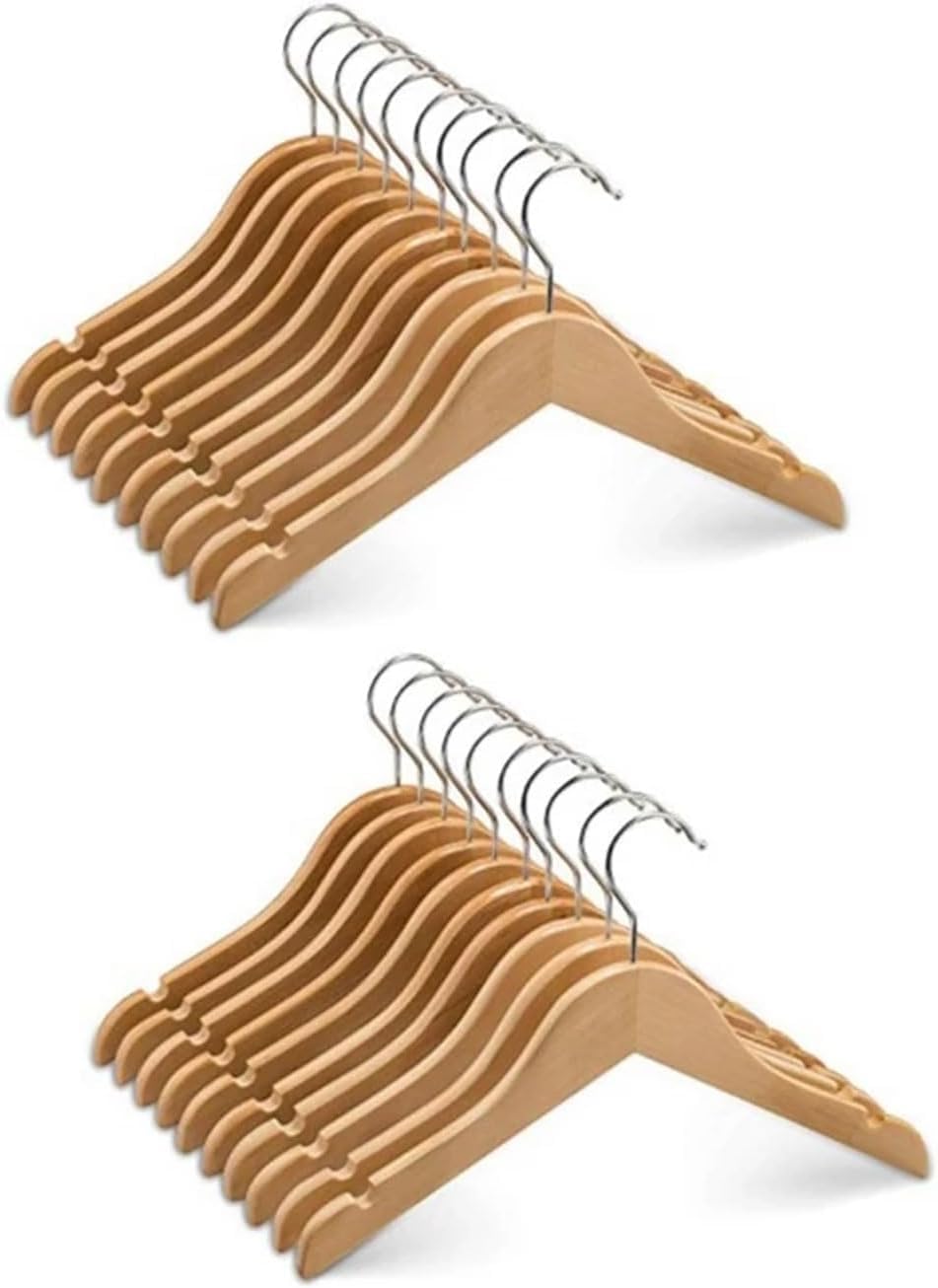 Grucce 20pcs Wooden Hangers Smooth Wooden Parenting Hangers-12.5 Inch-Space Saving Coat Hanger Armadio