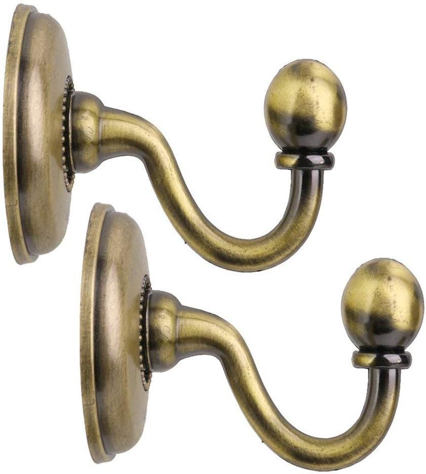 WINOMO 2pcs Vintage Alloy Pommel Curtain Holdbacks Tieback Hooks Door Wall Hat Coat Hangers (Bronze)