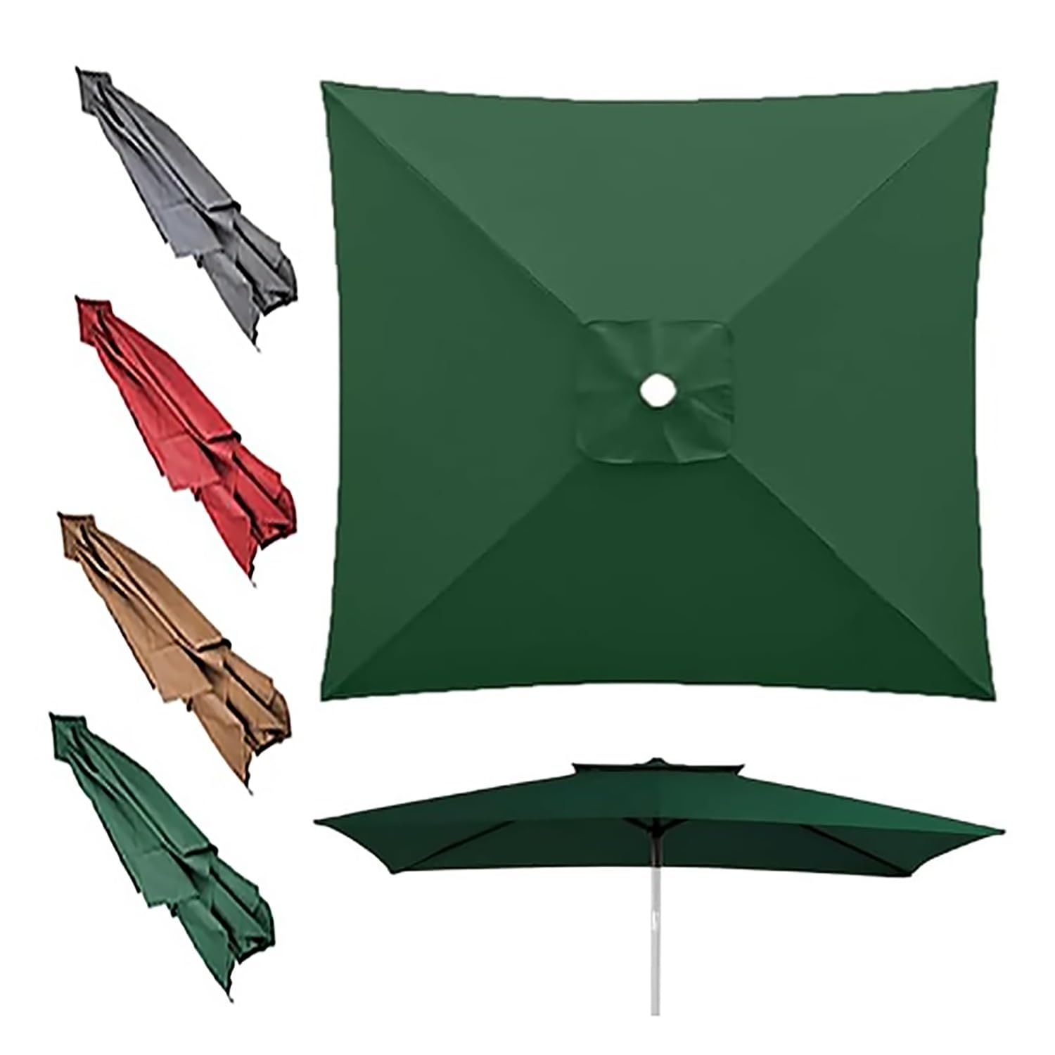 Rechange Telo per Ombrellone, 2x2m 3x3m Grandes Telo Ricambio Ombrelloni, Baldacchino Di Ricambio Ombrellone Spiaggia Piscina(Dark green,3x3m/10x10ft)