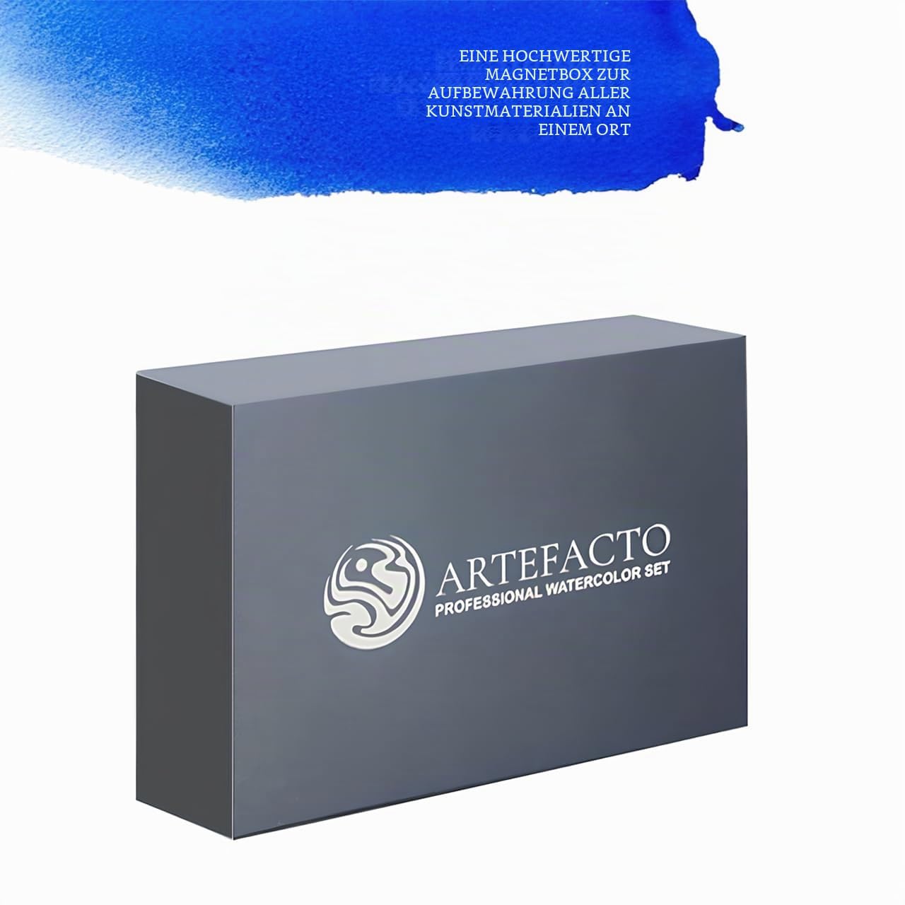 Artefacto Professioneller Aquarellfarben Set, White Nights 24x Aquarellfarben in Tuben, Roubloff Pinsel, 20x Blätter 300 g/m² 100% Baumwolle 31 x 21cm (12.2" x 8.3"), Palette und Zubehör in Magnet Box
