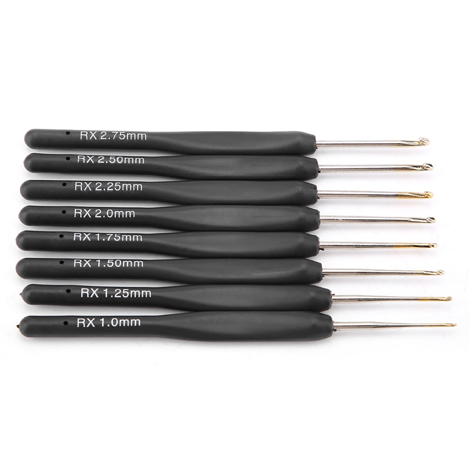 Hilitand Crochet Hooks Set, 8pcs Aluminum Hooks Soft Handle, Clear Size Mark, Smooth, Comfortable, Ergonomic Design, 1mm-2.75mm, Knitting, Weave DIY Craft Needle