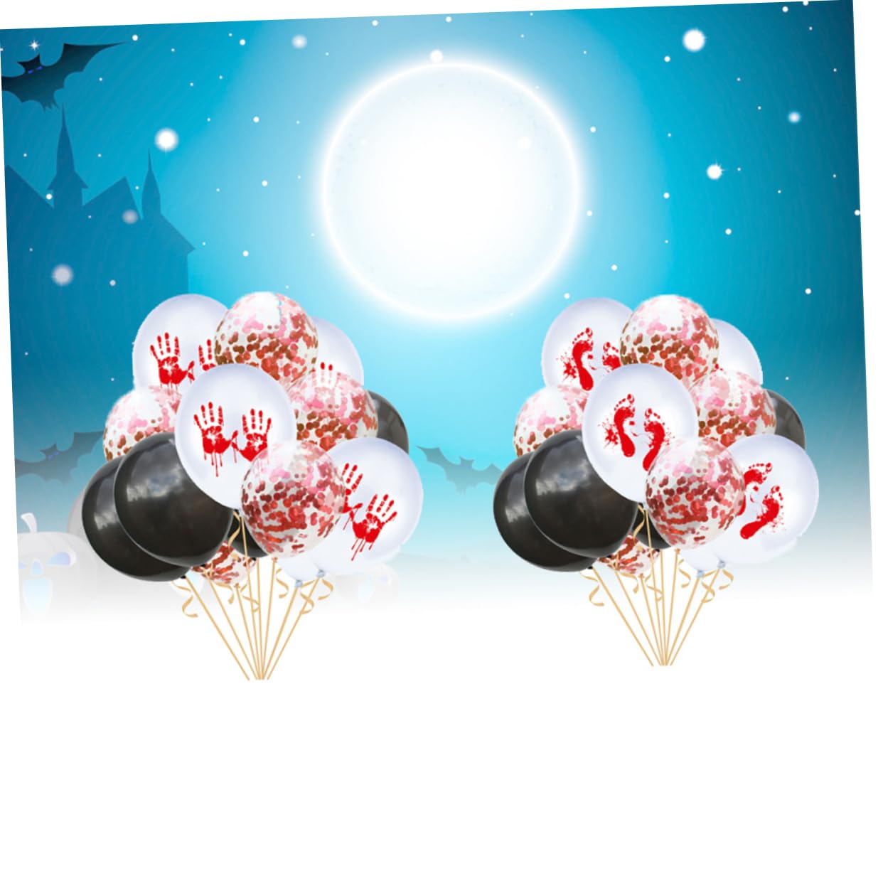 Abaodam 60 Pezzi 12 Palloncini Di Halloween Decorazione Impronta Di Mano Impronta Palloncini Set Paillettes Rosse Coriandoli 12 Pollici Decorazioni Per Feste