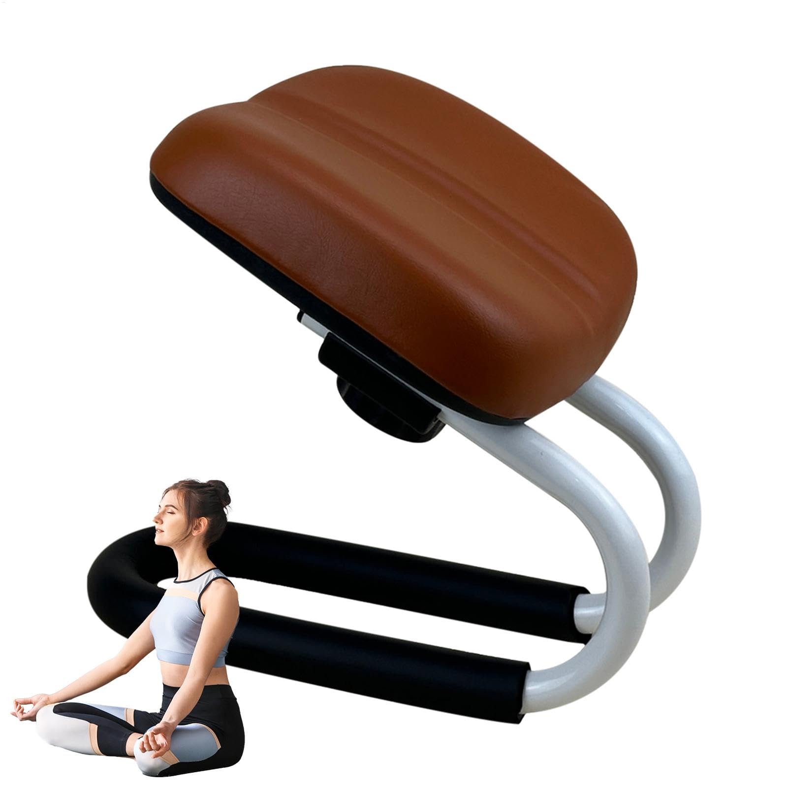 Mxshc Meditation Stool Prayer Bench Adjustable Height Metal PU Meditation Kneeler Chair With Non-slip Base, Portable Hip Support For Home Yoga Studio
