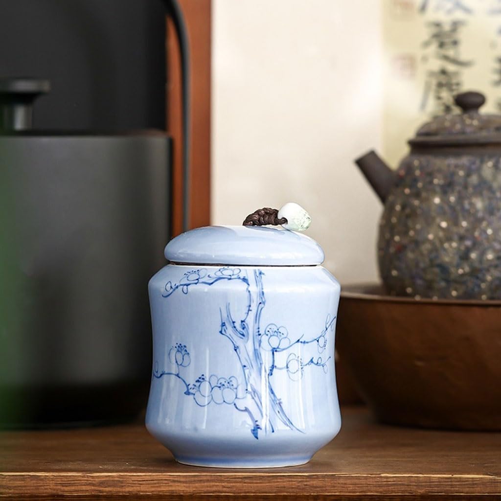 Herbata kawa pojemniki na cukier mały zamknięty słoik do przechowywania ręcznie malowany kwiat śliwy ceramiczny słoik na herbatę zamknięty pojemnik na herbatę pojemniki kuchenne