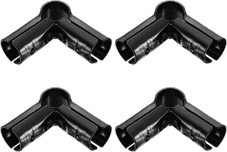 uxcell 4 Pcs 90 Degree Structural Pipe Connector, 1-1/8" 3-way Metal Connectors Corner Pipe Fittings End Rails Clamp with Screws for DIY Shelf Garden Support, Black