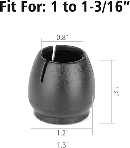 Miniatura 10 de Anwenk - Paquete de 16 protectores de suelo para patas de silla de 1-12 a 1-58 pulgadas, tapas redondas de silicona para patas de silla, puntas de