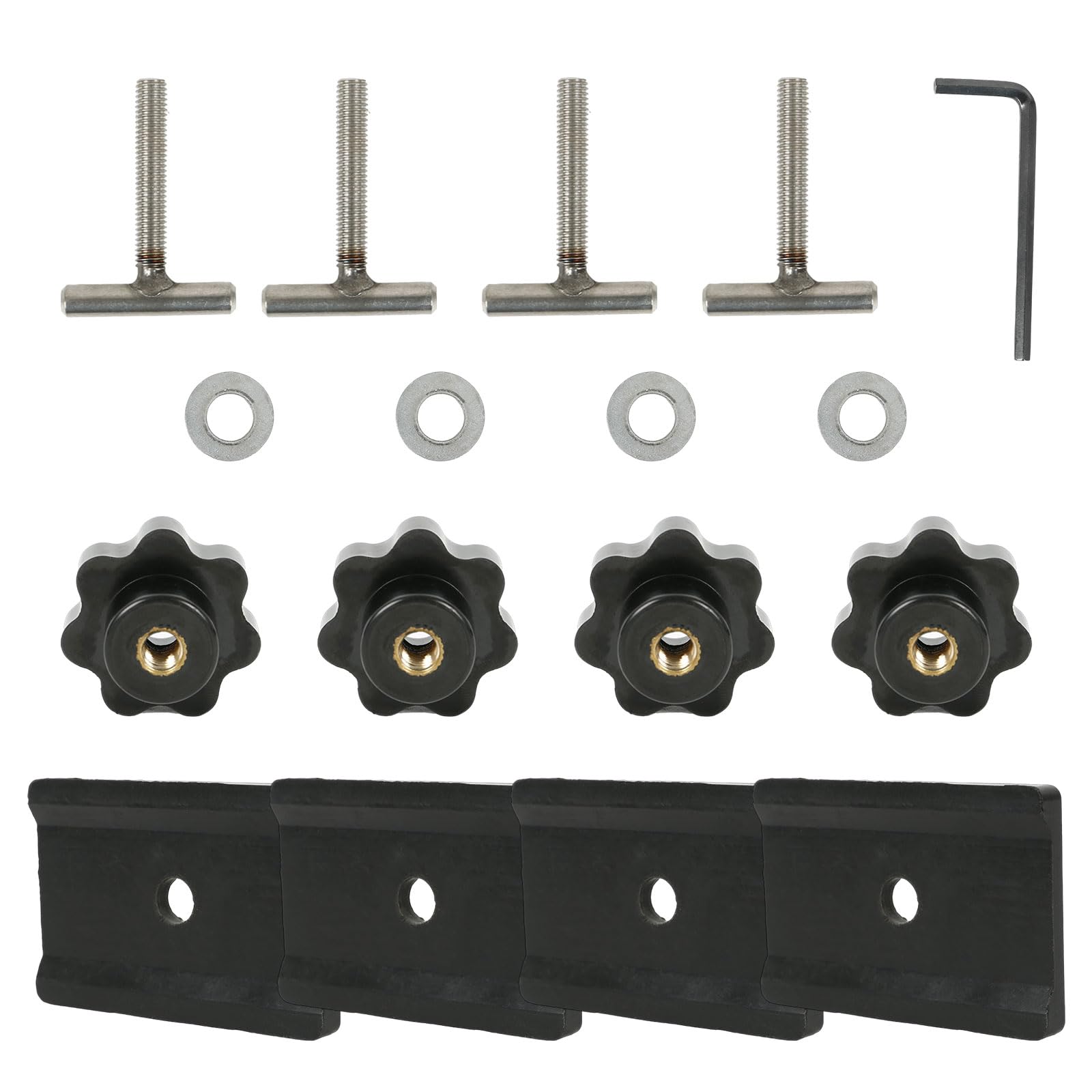 Viti per fissaggio del carico su binario + staffa guida per tavola multiflex o accessori per binari profilati, compatibili con VW T5 T6 Multivan Transporter California