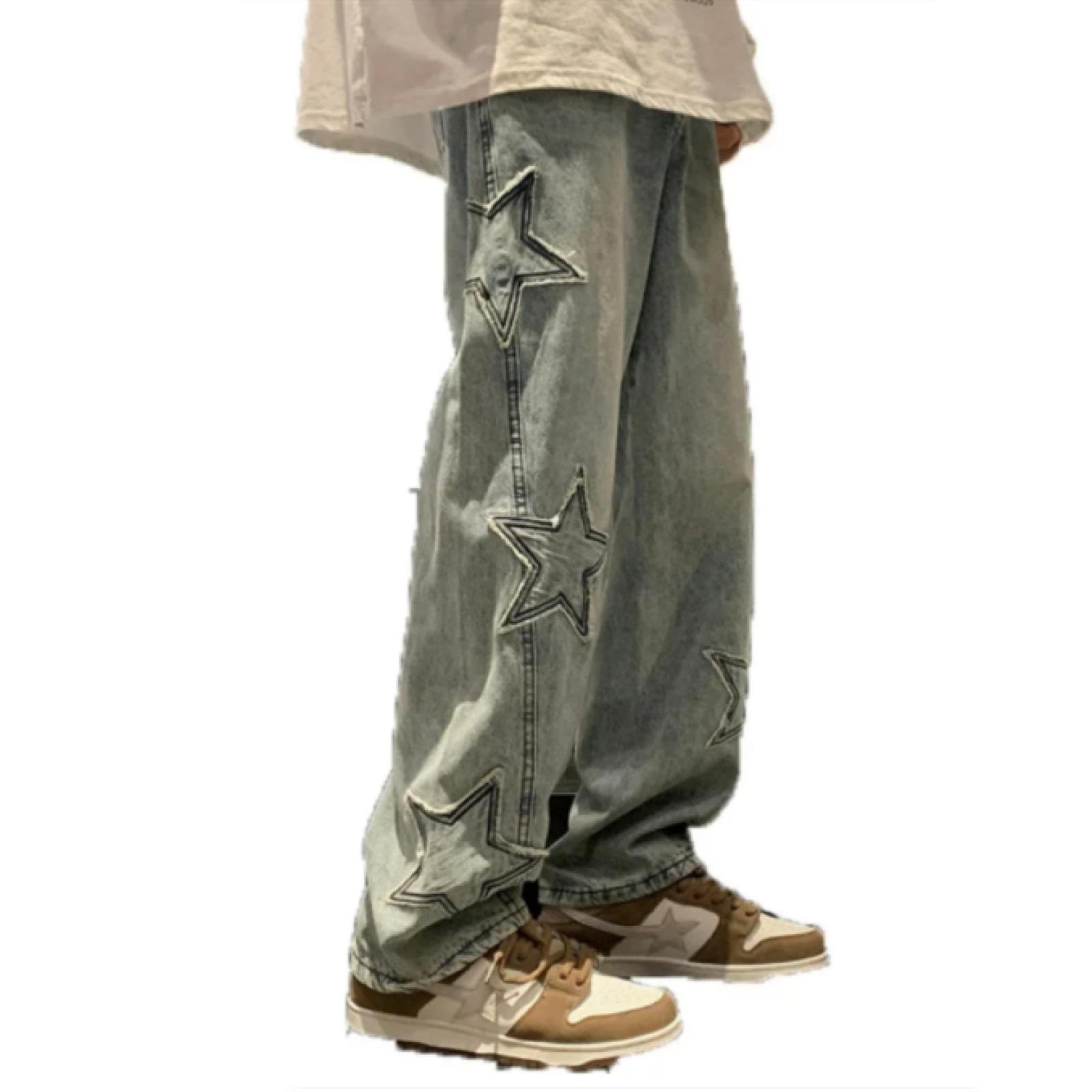 Jeans Pantaloni Jeans A Gamba Larga Larga per Uomo Pantaloni Lunghi A Gamba Larga Casual