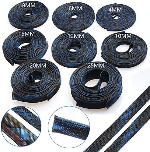 1M 5M 10M 20M Cables Wire Gland Protection Insulation Braided Sleeving Tight Expandable Cable Sleeve 2/4/6/8/10/12/15/20/25mm - (Inside Diameter: 20mm, Length: 20M)