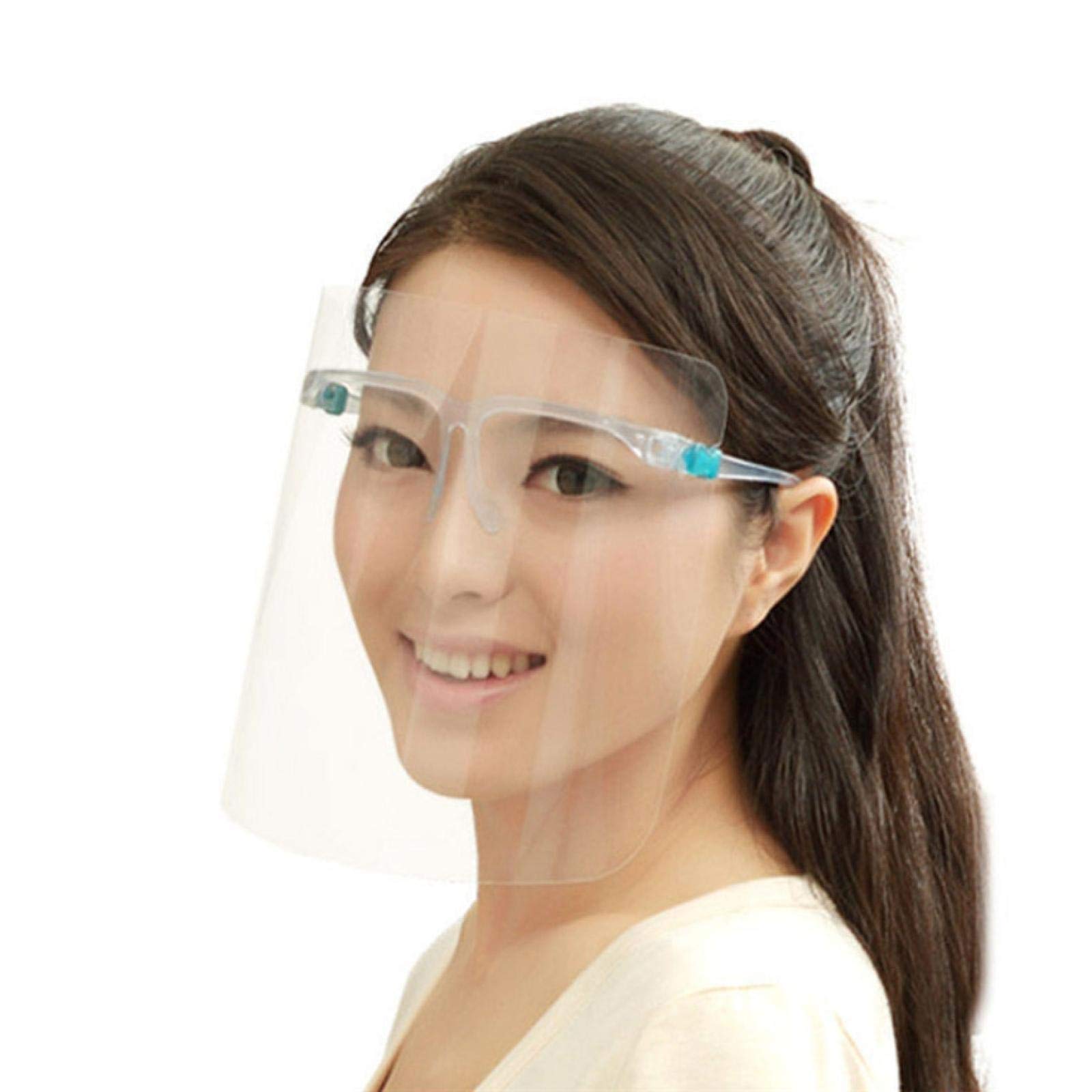 LAITONG 10 Pack Full Face Visor Glasses Protection Mask,Plastic Adjustable Transparent Face_Visor Resistant to Prevent Saliva, Oil Fume, Easy to Clean | Protective Film | Box Packed |