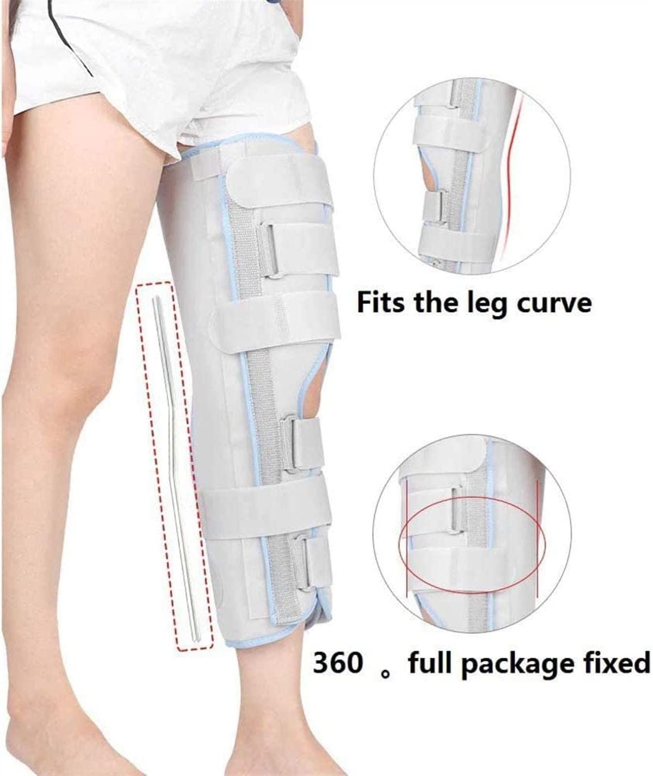 Rodillera ajustable, manga de compresión elástica de neopreno abierto con correas ajustables, gris, XL