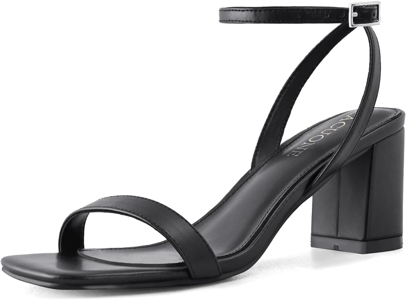 LACUONE Women's Strappy Heels - Block Chunky Design