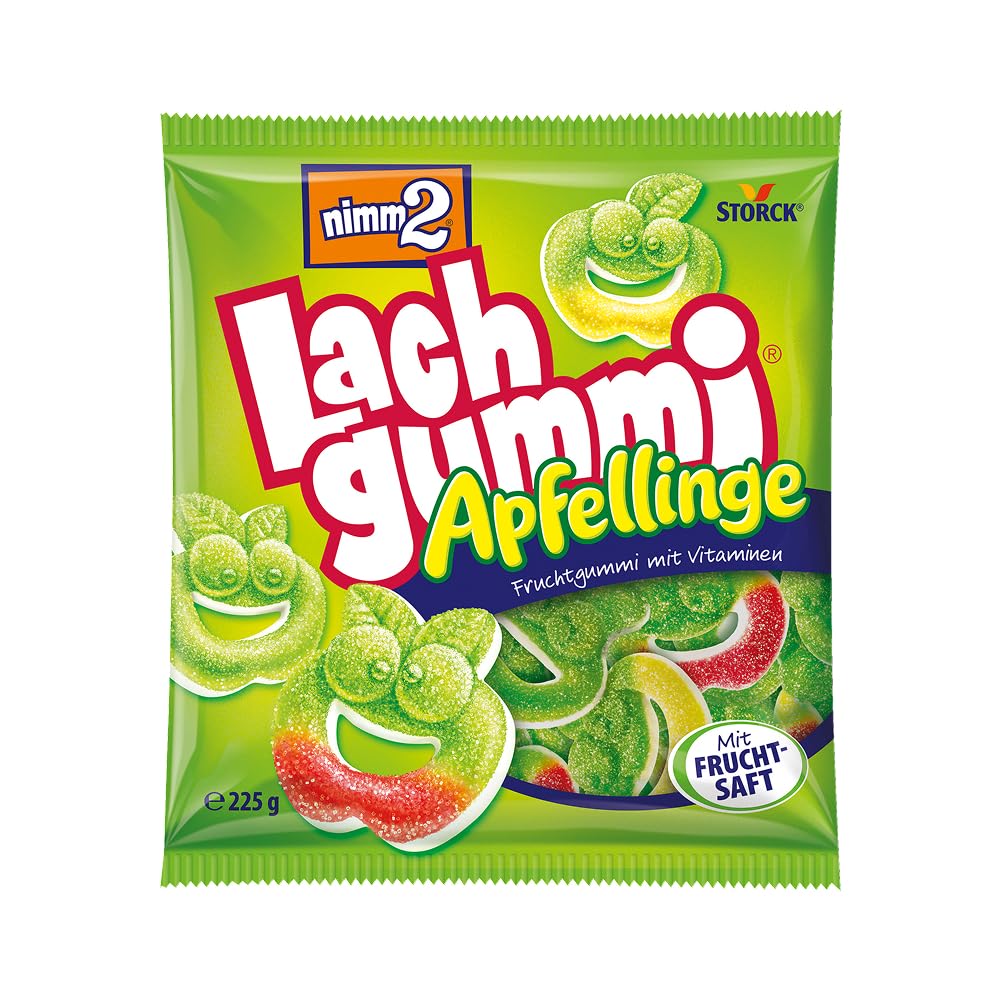 nimm2 Lachgummi Apfellinge, saure Fruchtgummis mit Apfelsaft - 1 x 225 g