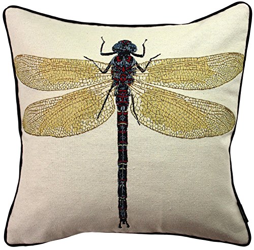 McAlister Textiles Bug’s Life Pillow Cover | Fun Tapestry Dragonfly Multicolor Decorative Decor Throw Couch Cushion for Bedroom Sofa Living Room | Size - 16 x 16 Inches