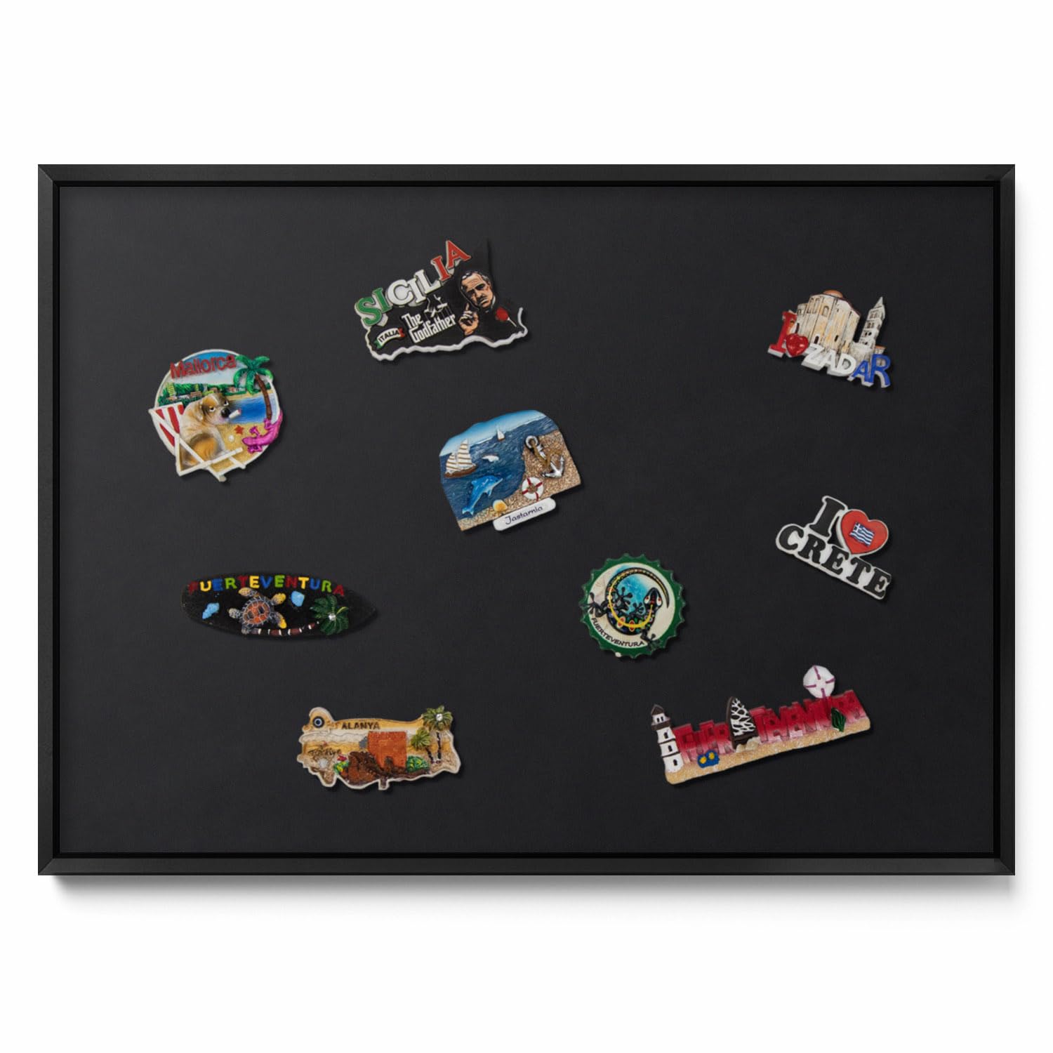 Tulup Magnettafel Pinnwand 70x50 cm Schwarz Kunststoffrahmen Metall Oberfläche Holzoptik Akzent Magnetisch Wandboard Memoboard Notiztafel für Zuhause Büro Küche Kinderzimmer Schule