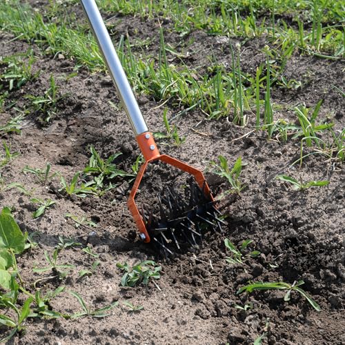 CKLT 66in Garden Cultivator with Spring Steel Tines and Adjustable Stainless Steel Handle Manual Rotary Cultivator for Loosening Soil Mixing Fertilizer Soil Prep Weed Removal - Thumbnail 6