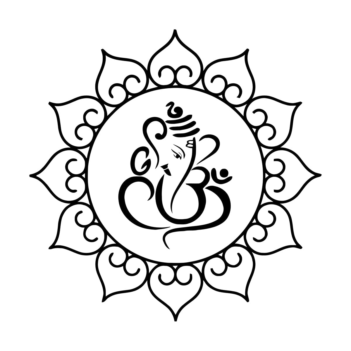 Lzhouting Wall Stickers 1878 Mandala Wall Decal Ganesh Mandala Meditation Vinyl Wall Sticker Yoga Interior Decor Design Removable Home Room Decor Decal Small - 30X30cm