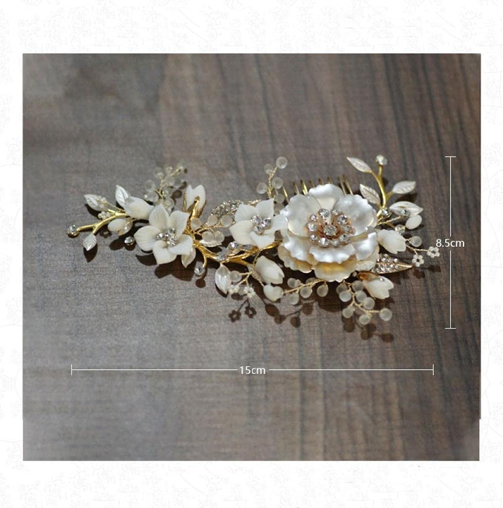 Grzebień do włosów dla nowożeńców, ceramiczny grzebień do włosów dla panny młodej 3-częściowy zestaw, sukienka z ozdobami do włosów Rhinestone, grzebienie balowe dla kobiet i dziewcząt