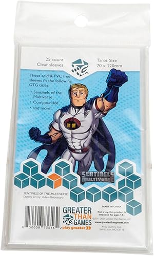 Miniatura 10 de Greater Than Games Fundas para cartas de juego de mesa de tamaño grande  villano, 3.465 in x 5.118 in, 25 fundas transparentes
