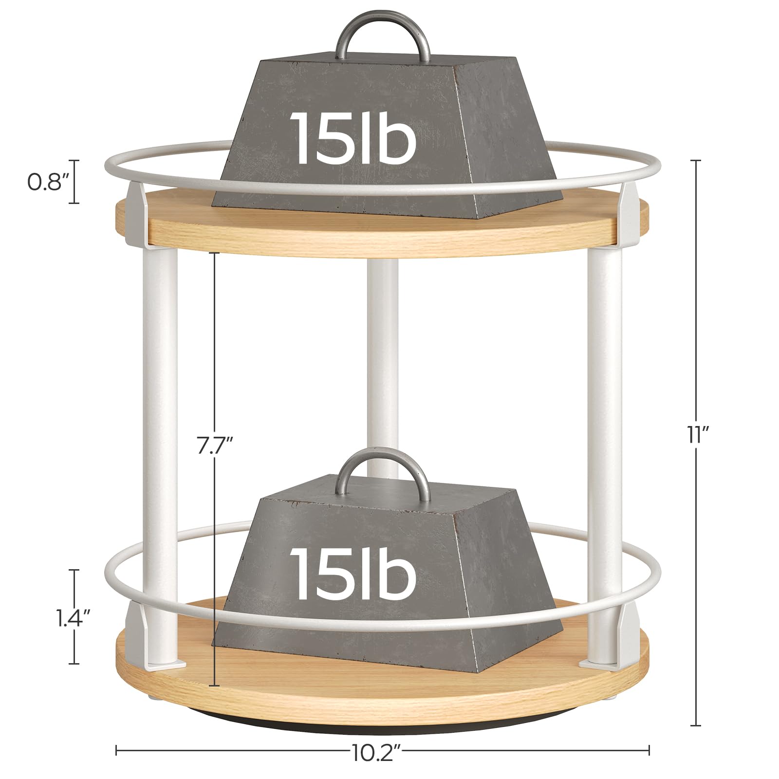 YATINEY Rotating Spice Rack, 2-Tier Storage Rack, Circle Spice Rack, Industrial Turntable Spice Holder - Image 3