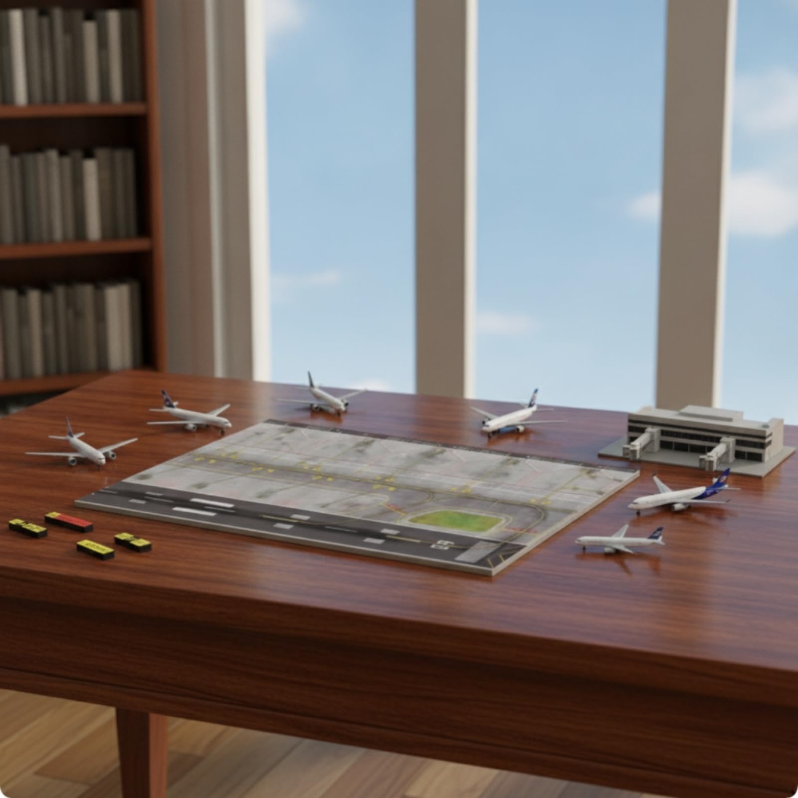 Tabellone Aeroporto in Legno Base Dotata di Pista Compatibile Diorama per Modellisti