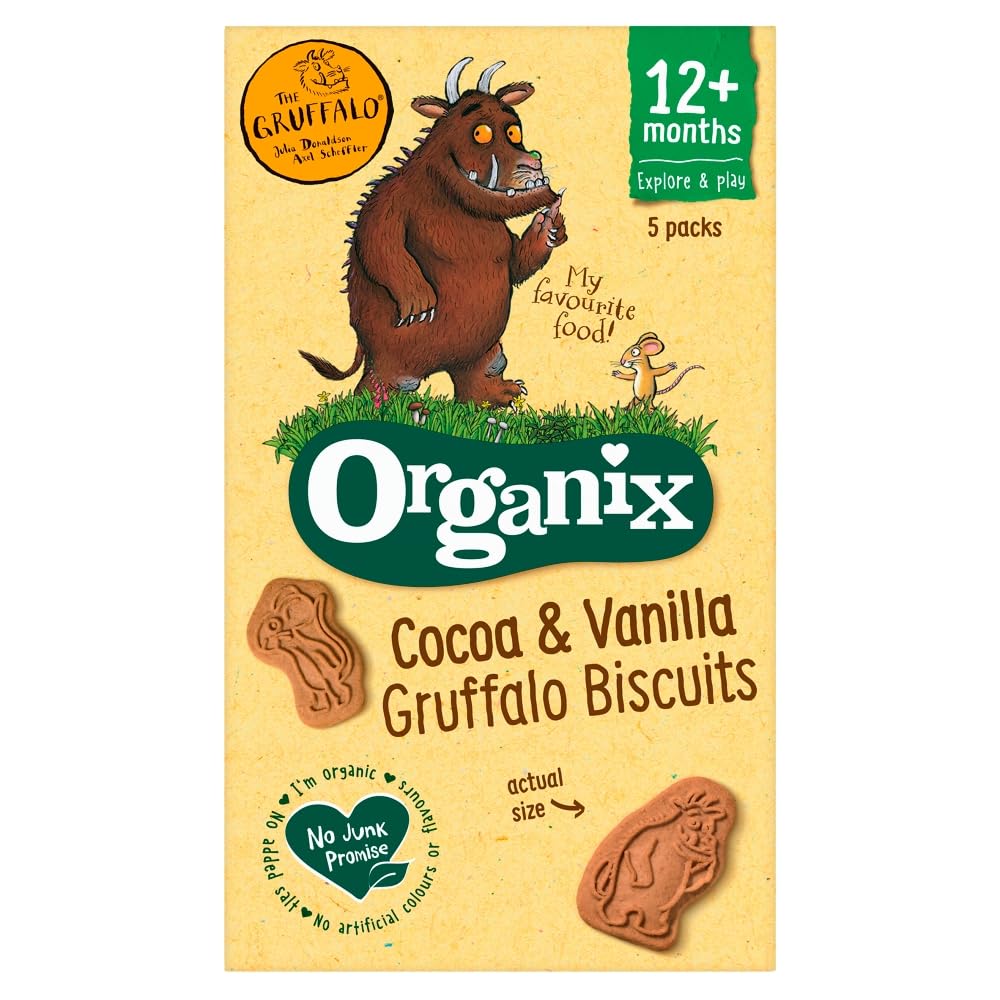 OrganixCocoa & Vanilla Gruffalo Biscuits 12+ Months, 5 x 20g