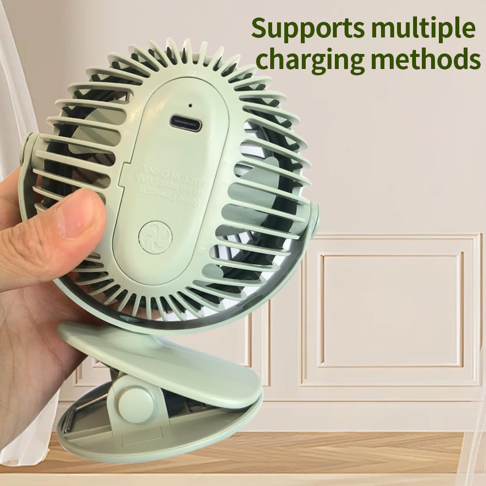 YZYOE Rechargeable Clip Fan with LED Lights, Portable Powerful Clip Multifunctional Fan, Three Speed Mode - Image 4