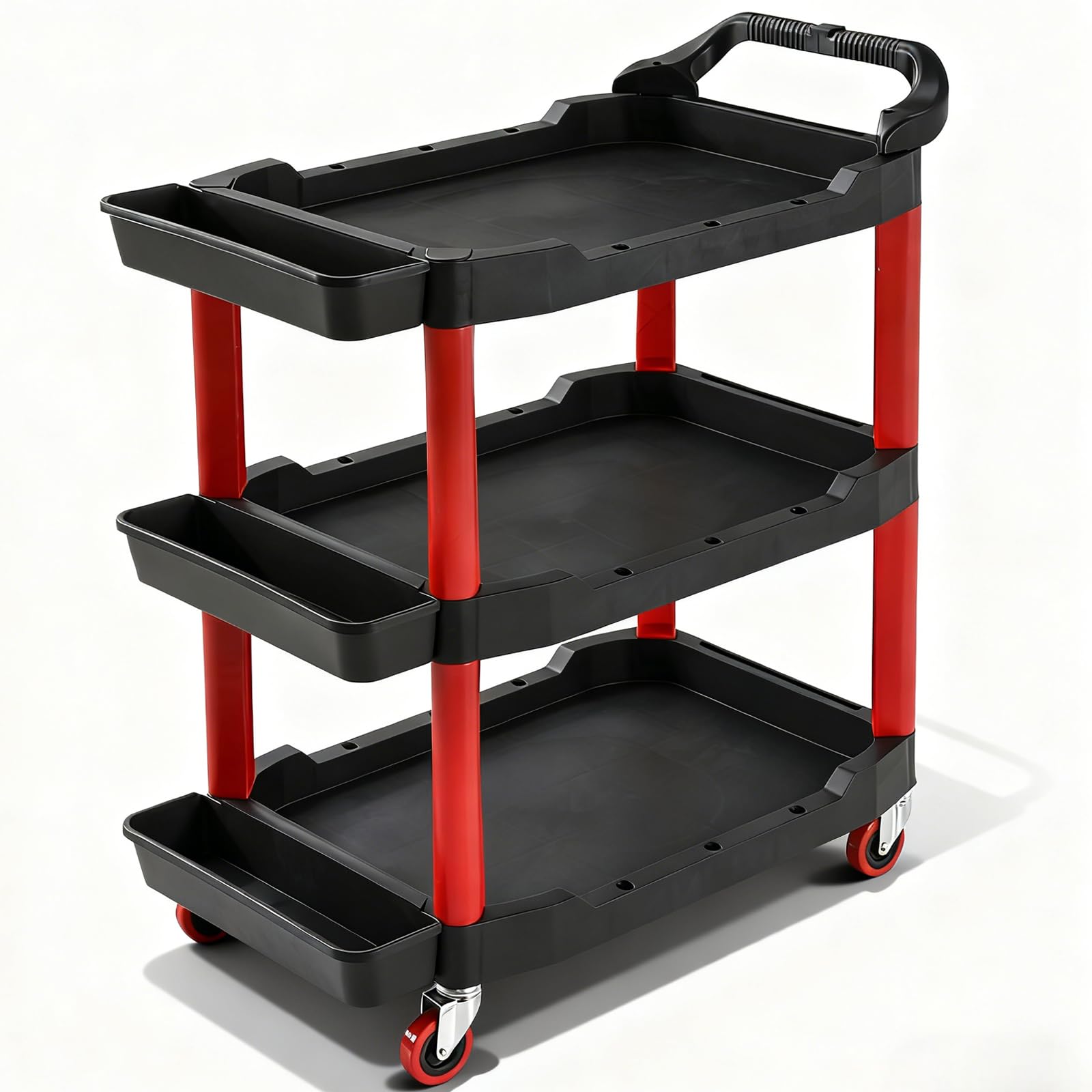 Carrello portautensili 200 kg, 3 ripiani, 3 scatole portaoggetti, carrello da officina con ruote girevoli bloccabili, carrello organizer per garage, magazzino industriale, cura dell'auto, 97,5 x 68 x