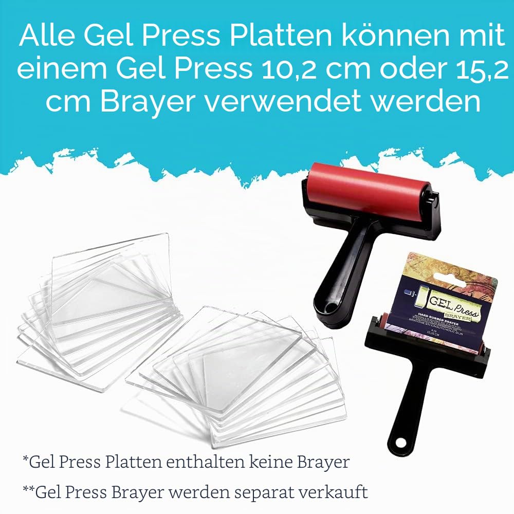 Gel Press Monotypie-Druckplatten – 6” x 6” Gelplatten-Klassenset – Druckgrafikbedarf – Wiederverwendbare Geldruckplatten für Presskunst, Kartenherstellung, Scrapbooking, Kunsthandwerk