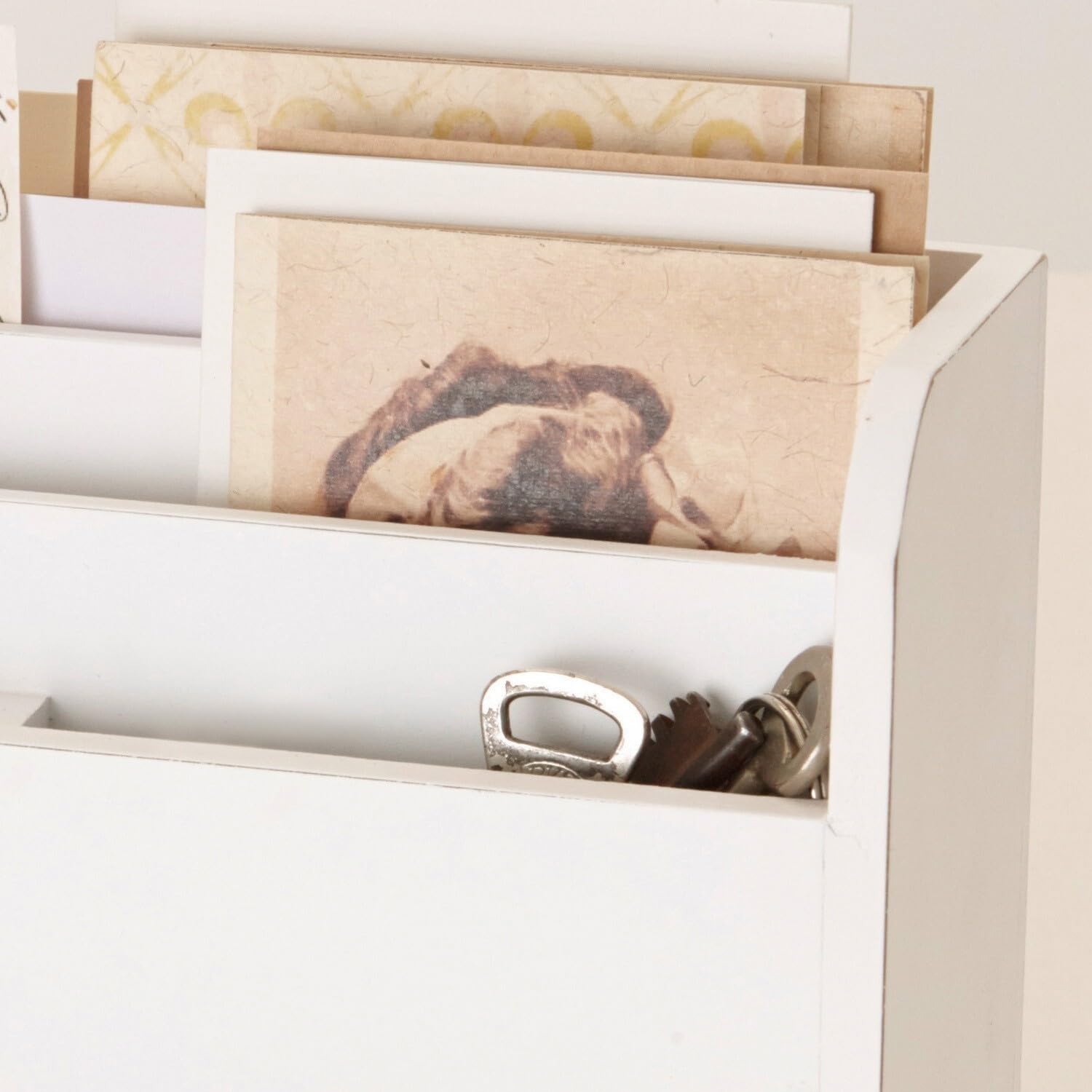 Loberon Tischsekretär Kaspian, für den Schreibtisch, die Küche oder den Flur, Vintage-Flair, Ordnungshelfer, Organizer, Aufbewahrung, MDF, antikweiß