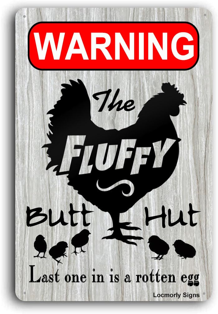Aluminum Warning Sign Beware of the Tiny Raptors Funny Signs for Farm Rooster Hen House Decoration, 8x12 Inch