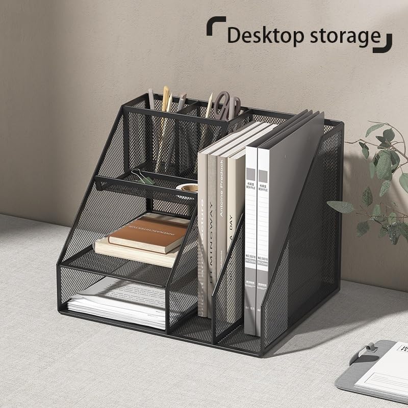 Portadocumenti Da Scrivania Organizer da scrivania con portadocumenti, organizer vassoi for lettere a 3 livelli, accessori in rete e spazio di lavoro Organizer Scrivania(White)