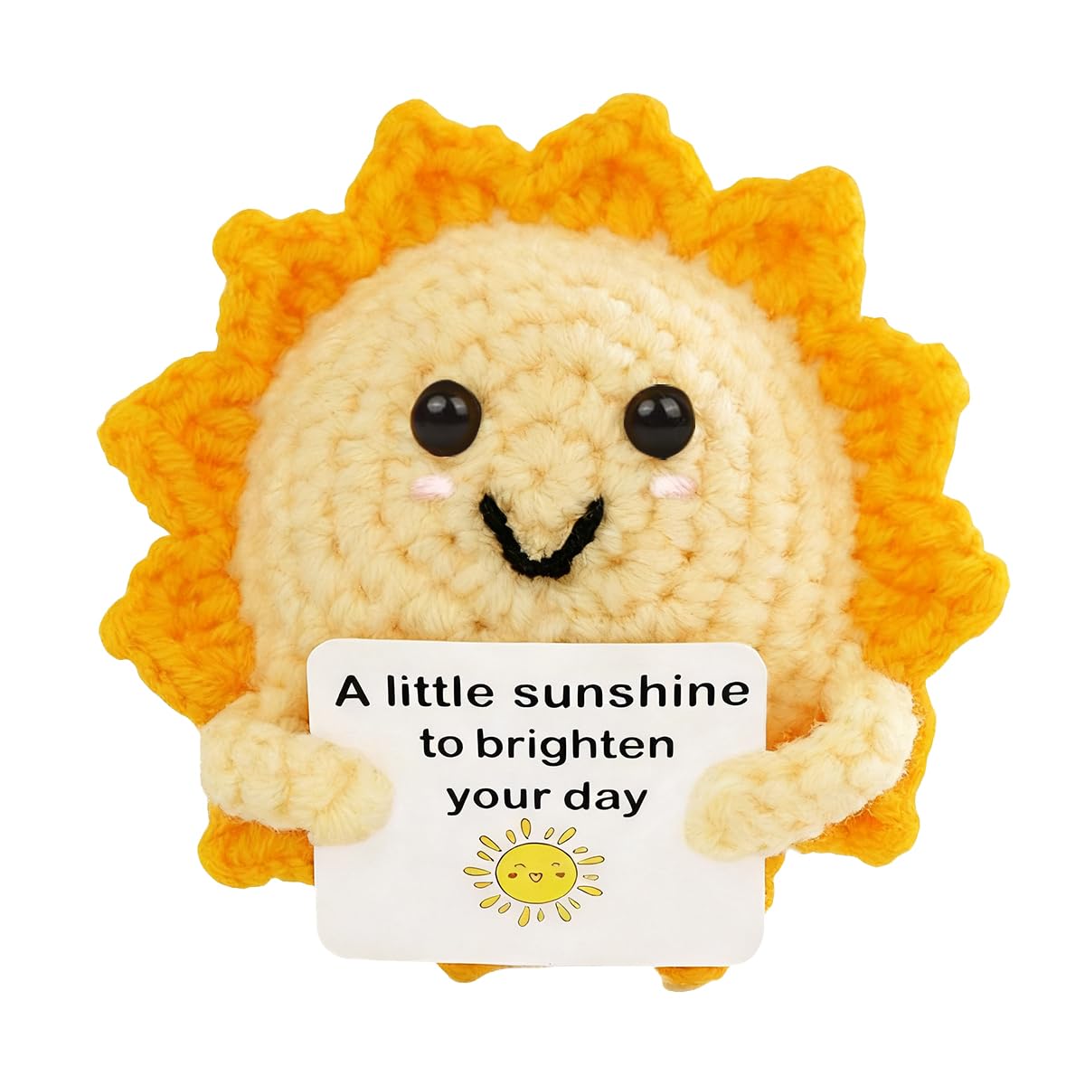 EduPlayte Positive Emotional Support Gift - Positive crochet sun, Handmade Cute, Positive Crochet Sun with Note Card, Cute Motivational Gifts for Family Members, Friends, and Colleagues