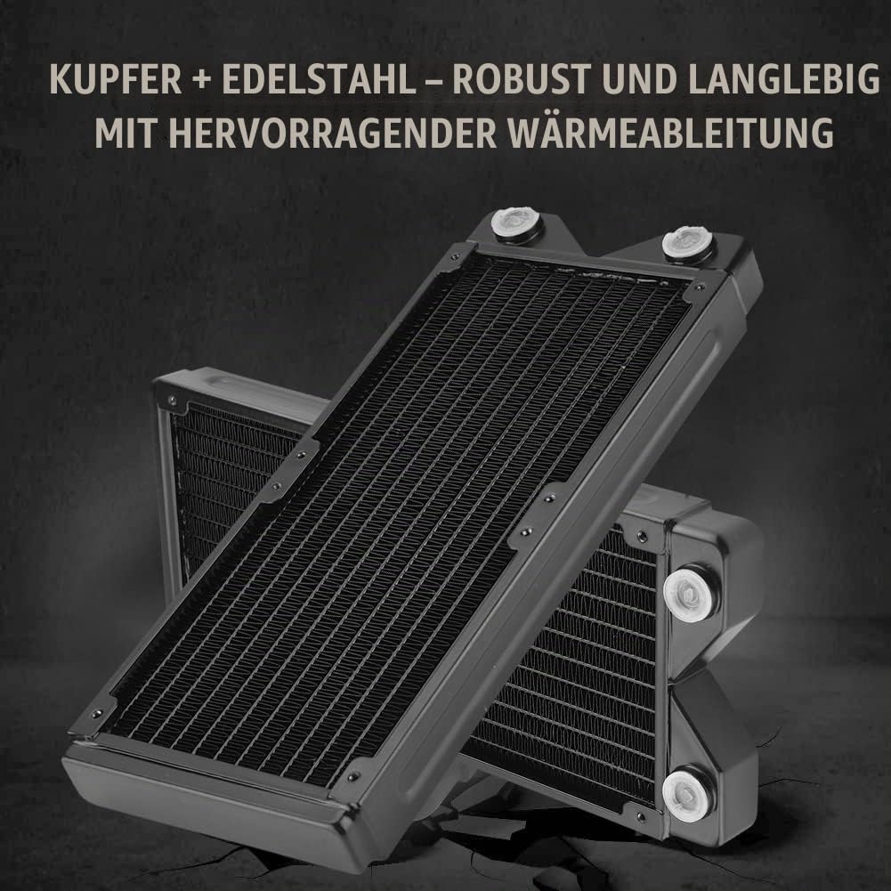 Richer-R 120mm/240mm/360mm Radiator, Kupfer G1 / 4 Gewinde PC Wasserkühlung Heizkörper,Wärmetauscher Schnelle Kühlkörper Radiator für PC Wasserkühlung industrielle Wasserkühlung usw.(240mm)